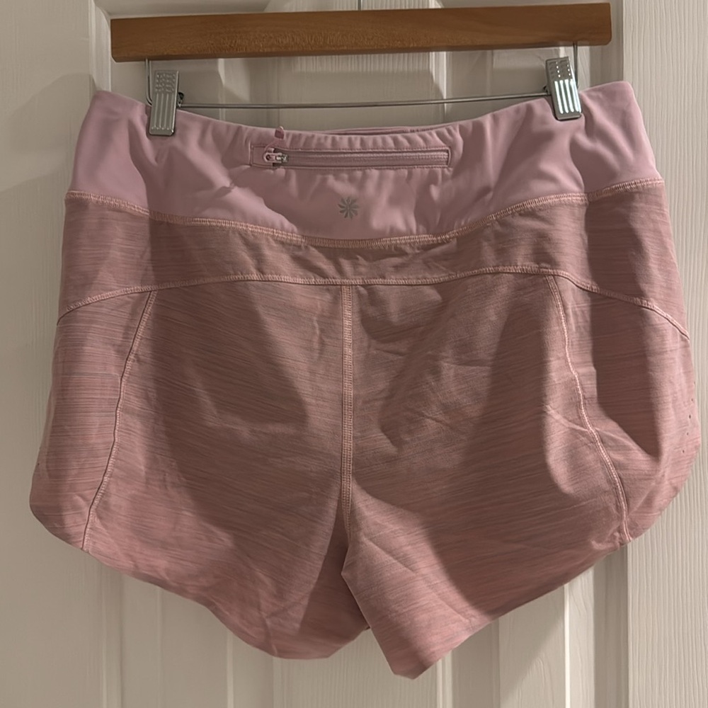Athleta "Run with It" Textured 3.5" Pink Shorts - Picture 7 of 8
